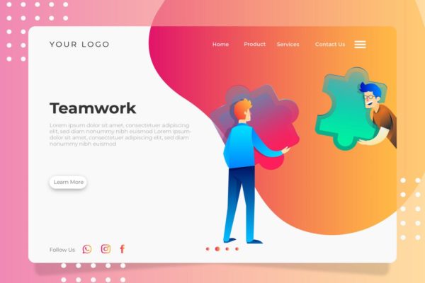 团队合作插画网站Banner＆落地页模板设计 Teamwork – Banner & Landing Page