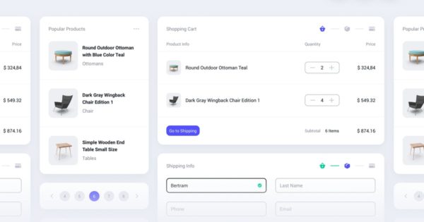卡片式UI设计套件-网上商城小工具&组件[基础模式] Cards UI Kit – eCommerce Shop Widgets & Components