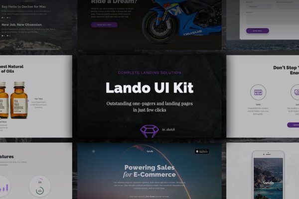 高品质网站单页设计&着陆页设计UI设计套件模板素材 Lando UI Kit