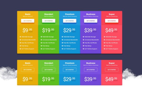 网站套餐价格表单UI设计模板素材v27 Price Table 27