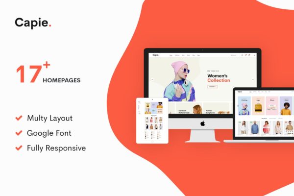 简约时尚设计风格电商网站设计PSD分层设计模板素材 Capie | Minimalist eCommerce PSD Template