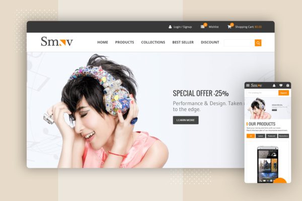 电子数码产品品牌网站着陆页UI设计模板素材 Shop Website Landing Page