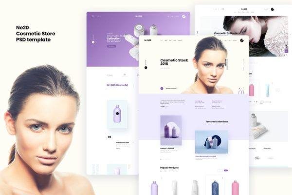 化妆品网上商城PSD设计模板素材 Ne20 – Cosmetic store Ecommerce PSD template