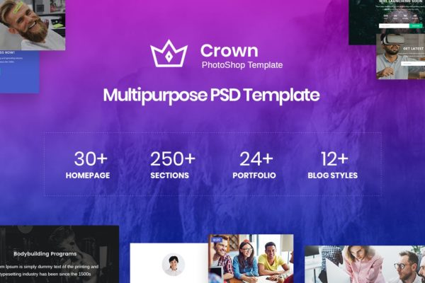 多用途网站设计模板素材UI设计套件模板素材大合集 Crown | Multi-Purpose PSD Template