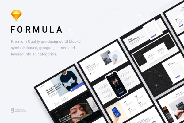高品质多行业通用网站设计预制UI设计套件模板素材 Formula – Web UI Kit