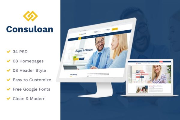 企业服务咨询网站多用途网站设计PSD分层设计模板素材 Consuloan | Multipurpose Consulting Psd Templates