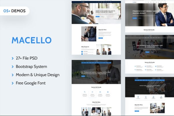商业网站企业官网设计PSD分层设计模板素材 Macello | Business Psd Template
