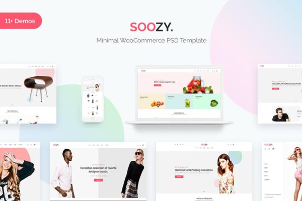 现代简约设计理念电商平台设计PSD分层设计模板素材 Soozy | Minimalist WooCommerce Psd Template