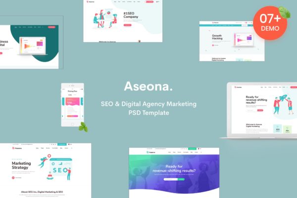 SEO数字营销服务企业官网设计PSD分层设计模板素材 Aseona | SEO Digital Marketing Template PSD
