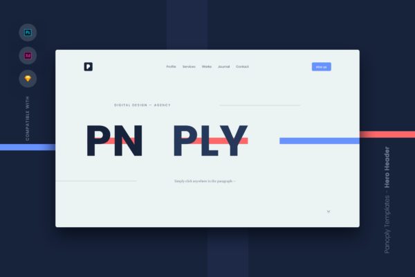 网站巨无霸Header设计UI设计模板素材v2 Web Templates UI Kit – Hero Header 2