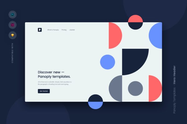 网站巨无霸Header设计UI设计模板素材v1 Web Templates UI Kit – Hero Header 1