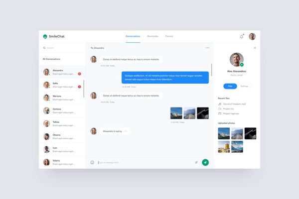 即时聊天窗口Web界面设计PSD分层设计模板素材 Smilechat — Chat PSD Template