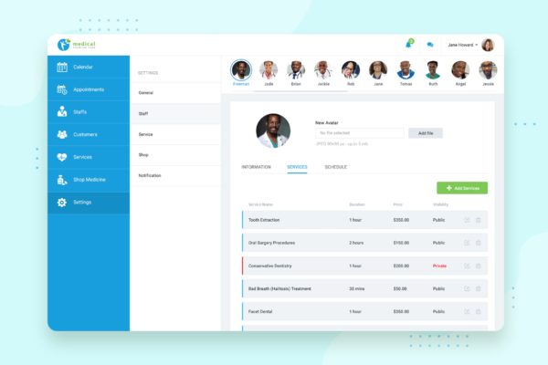 互联网+医院CRM系统后台设置界面UI设计PSD分层设计模板素材 Settings – CRM booking Web-based UI design