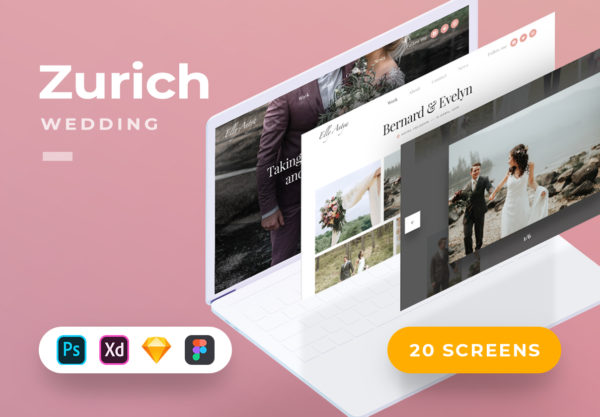 第一素材下午茶：完美的婚礼婚纱网站模板文件[Sketch,Fig,PSD,XD]