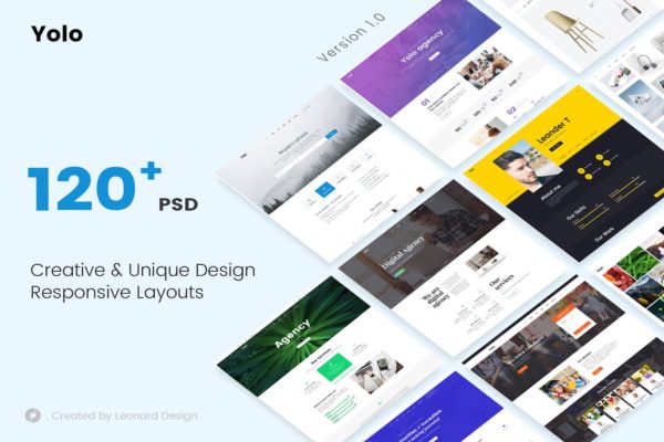 响应式网页设计多用途网站设计PSD分层设计模板素材 Yolo | Responsive Multi-Purpose PSD Template