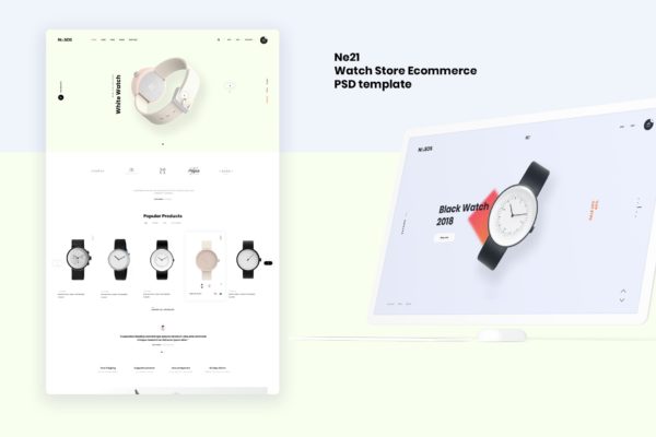 腕表/手表网上商城PSD设计模板素材 Ne21 – Watch store Ecommerce PSD template