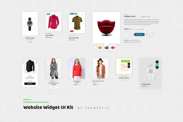10个电商网站小部件UI设计模板素材 10 eCommerce Website Widget UI Kit Elements PSD