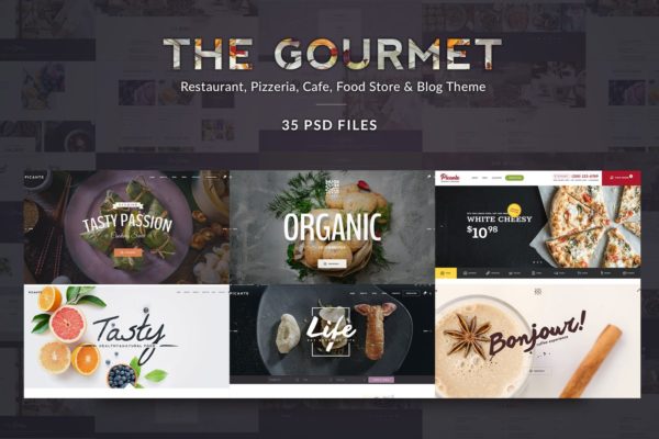 美食&餐厅网站设计PSD分层设计模板素材 Gourmet – Food & Restaurant PSD Template