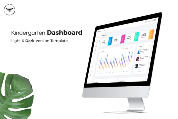 幼儿园管理系统网站后台界面设计UI设计模板素材 Kindergarten Admin Dashboard UI Kit