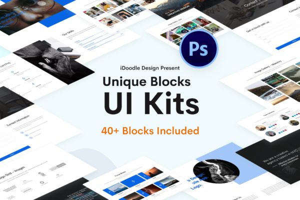 创意网站功能区块/版块UI设计PSD分层设计模板素材 Blocks Creative UI Kits PSD Template