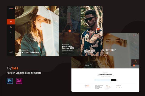 创意时尚品牌网站着陆页面设计模板素材[PSD, XD] Creative Fashion landing page template