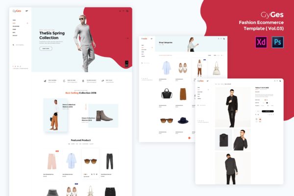 创意时尚服饰电商网站UI设计模板素材[PSD, XD] Creative Fashion Ecommerce Template