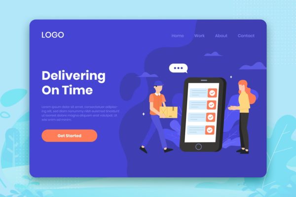 快件/快递配送服务主题网站着陆页设计模板素材 Delivery service landing page template