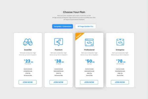多类型软件授权价格表单UI设计模板素材 Pricing Table