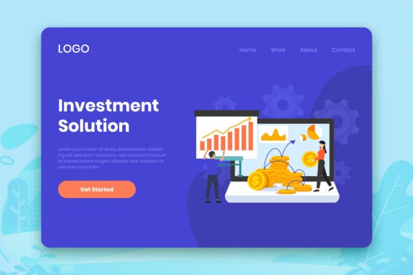 投资解决方案主题网站着陆页设计模板素材 Investment Solution landing page template