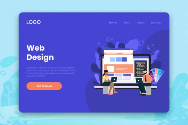 网站设计服务网站着陆页设计模板素材 Web design landing page template