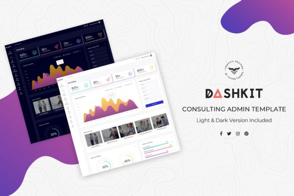 咨询管理平台网站后台管理界面UI设计套件模板素材 Consulting Admin Dashboard UI Kit