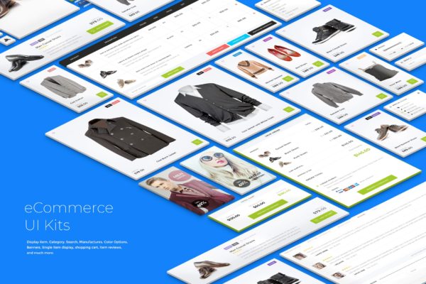 电商网站/外贸商城UI界面设计套件 eCommerce UI Kits – Light Style