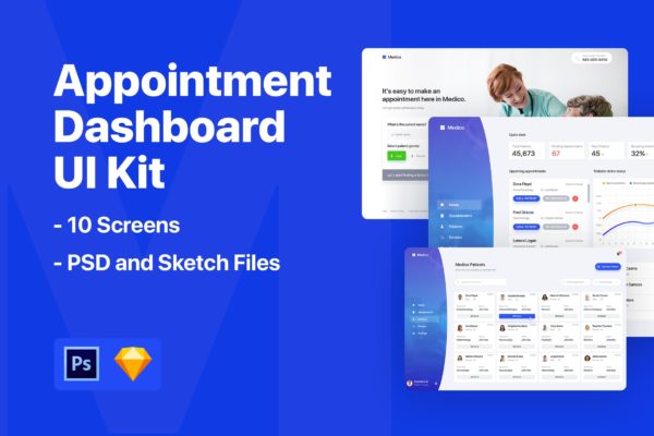 预约系统后台UI界面设计套件 Appointment Dashboard UI Kit
