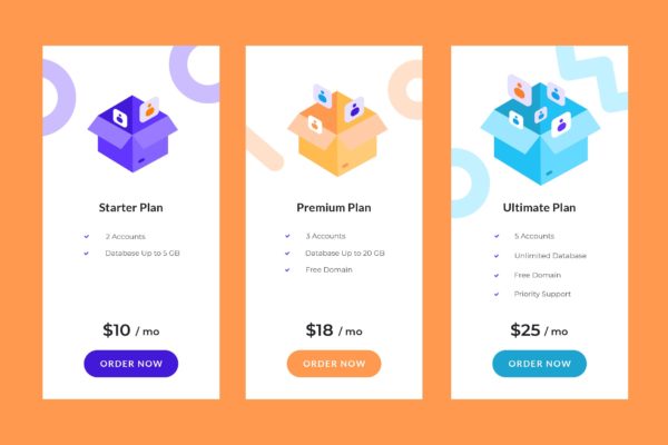 网站服务阶梯价格表单设计模板素材v6 Pricing Table Vol.6