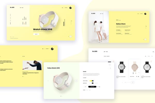 腕表/手表奢侈品牌网上商城PSD设计模板素材 Ne22 – Watch store one page template