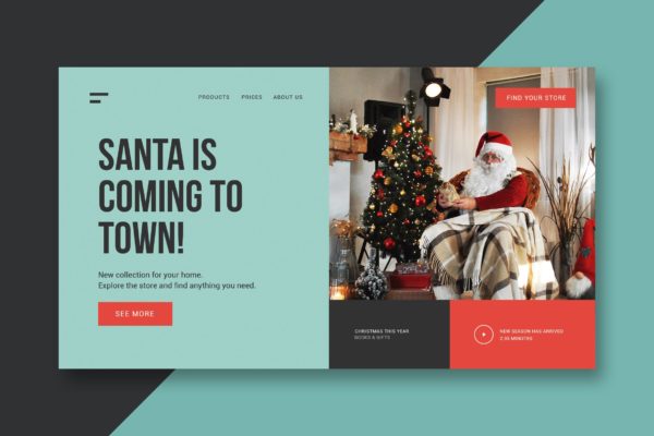 圣诞节&圣诞礼物主题网站着陆页设计模板素材 Gifts & Christmas – Landing Page