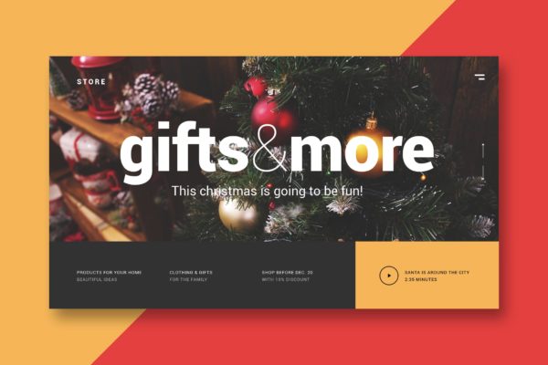 圣诞节礼物商店网站着陆页设计模板素材 Christmas Store – Landing Page