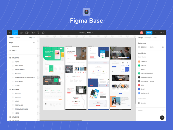 第一素材下午茶：简约现代设计风格的着陆页UI设计套件[Fig]