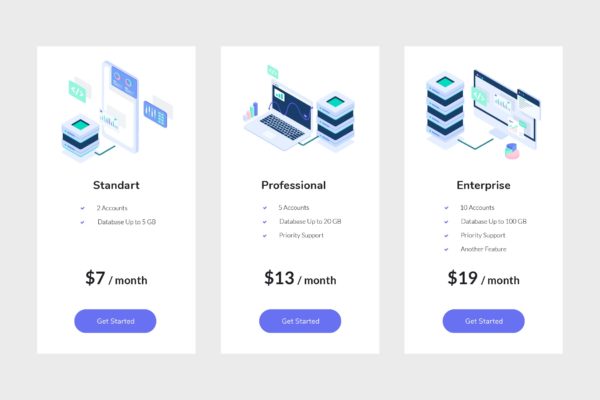 网站服务价格表单设计模板素材v4 Pricing Table Vol.4