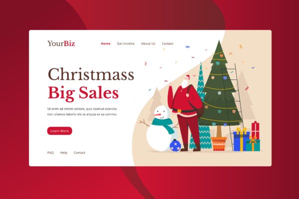 圣诞节主题促销页面着陆页设计模板素材 Christmas Sale Landing Page