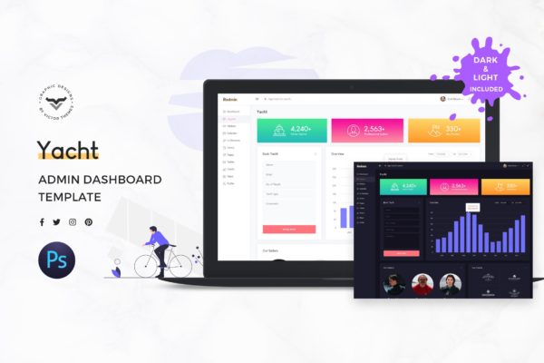 游艇管理系统后台界面设计UI设计套件模板素材 Yacht Admin Dashboard UI Kit