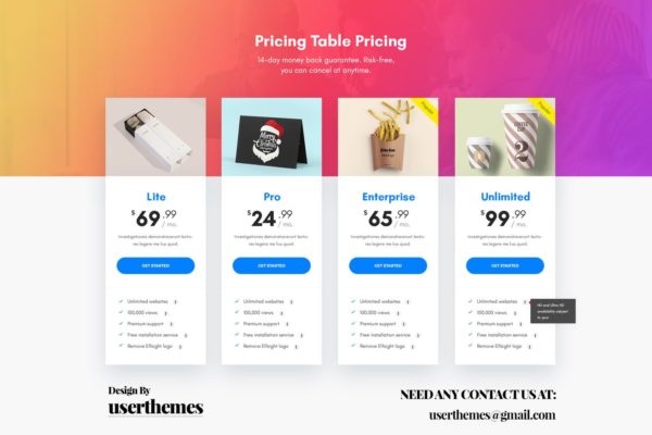 网站线上业务套餐价格表单设计PSD分层设计模板素材 Business Pricing Table UX Template PSD