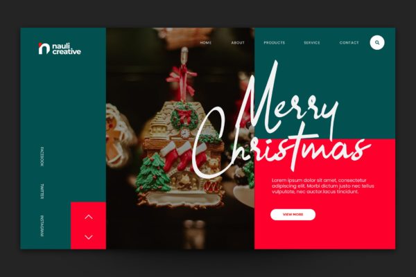 圣诞节主题背景网站着陆页设计AI&PSD分层设计模板素材v8 Merry Christmas Web Landing Page AI and PSD Vol.8
