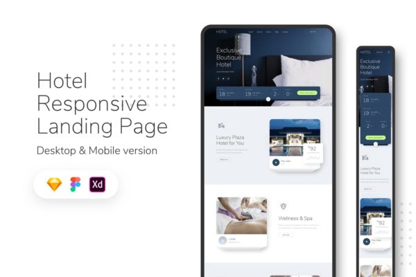 响应式酒店品牌网站着陆页设计模板素材 Hotel Responsive Landing Page