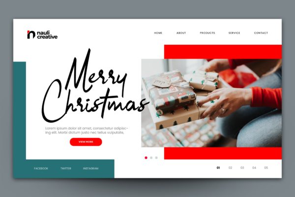 圣诞节主题背景网站着陆页设计AI&PSD分层设计模板素材v6 Merry Christmas Web Landing Page AI and PSD Vol.6