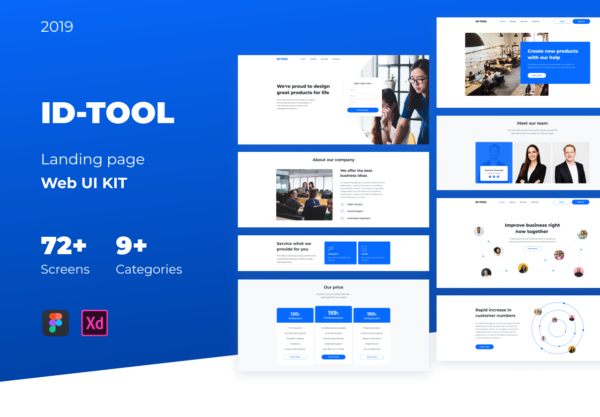 第一素材下午茶：企业网网站项目网站建站落地页模板设计文件[Fig,XD]