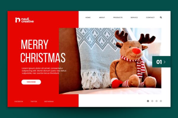 圣诞节主题背景网站着陆页设计AI&PSD分层设计模板素材v7 Merry Christmas Web Landing Page AI and PSD Vol.7