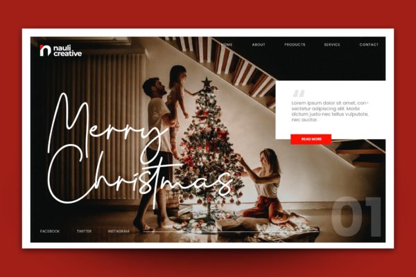 圣诞节主题背景网站着陆页设计AI&PSD分层设计模板素材v5 Merry Christmas Web Landing Page AI and PSD Vol.5