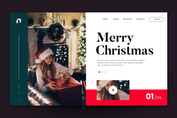 圣诞节主题背景网站着陆页设计AI&PSD分层设计模板素材v4 Merry Christmas Web Landing Page AI and PSD Vol.4