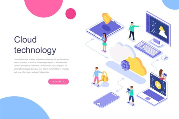 云技术云存储等距概念插画精选 Cloud Technology Isometric Concept